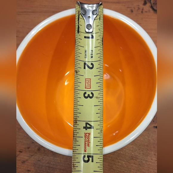 Striped Stacked Bowl Set Of Three Black White Orange Terramoto Ceramic - Picture 5 of 10